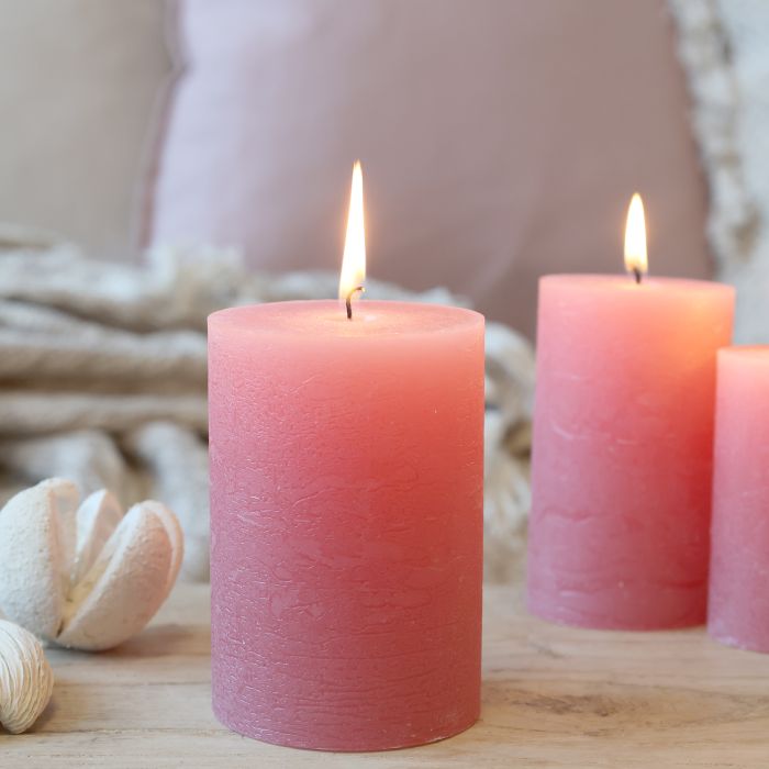 Raspberry Rustic Macon Pillar Candle 10cm