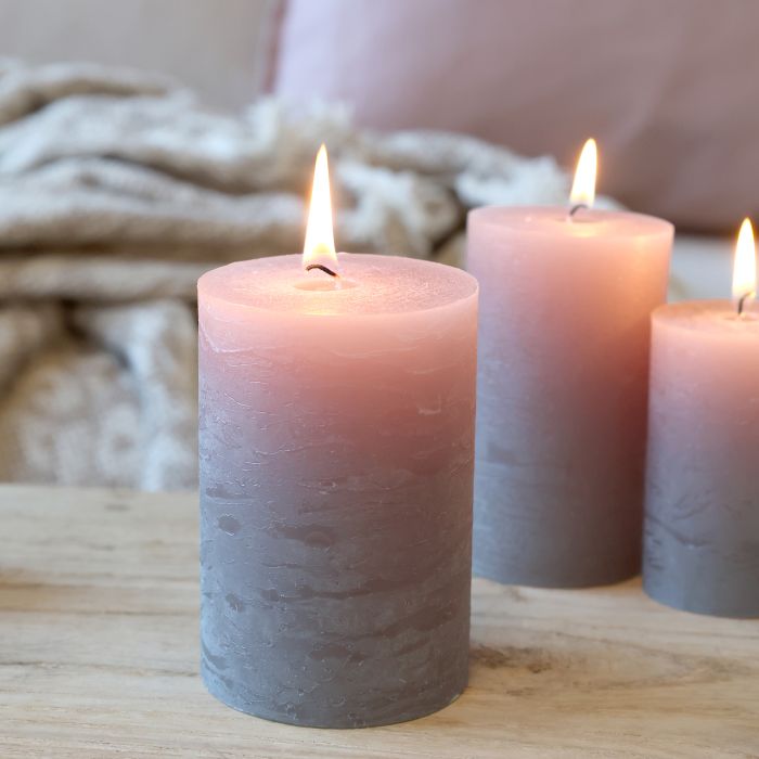 Taupe Rustic Macon Pillar Candle 10cm