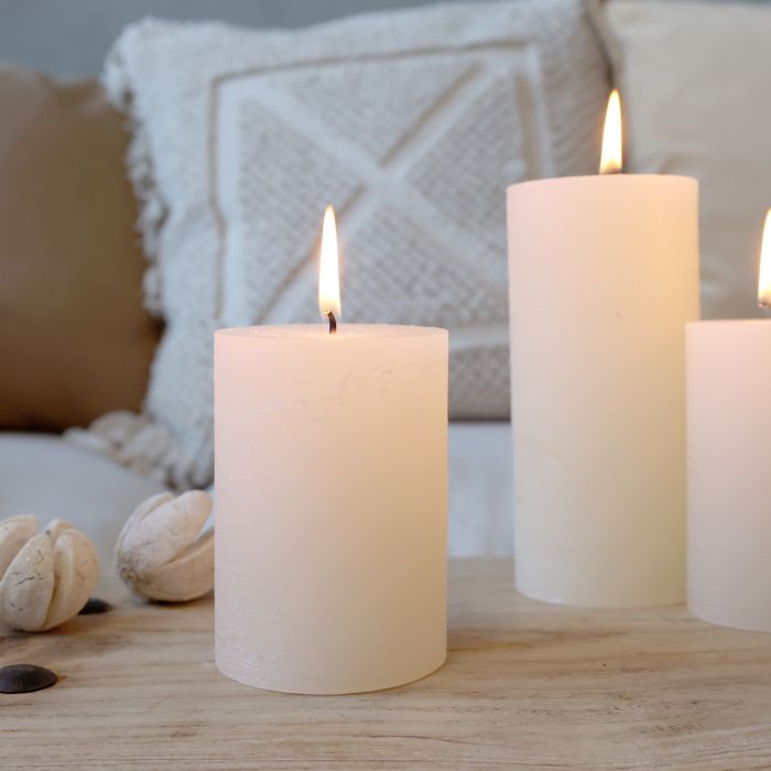 Cream Rustic Macon Pillar Candle 10cm
