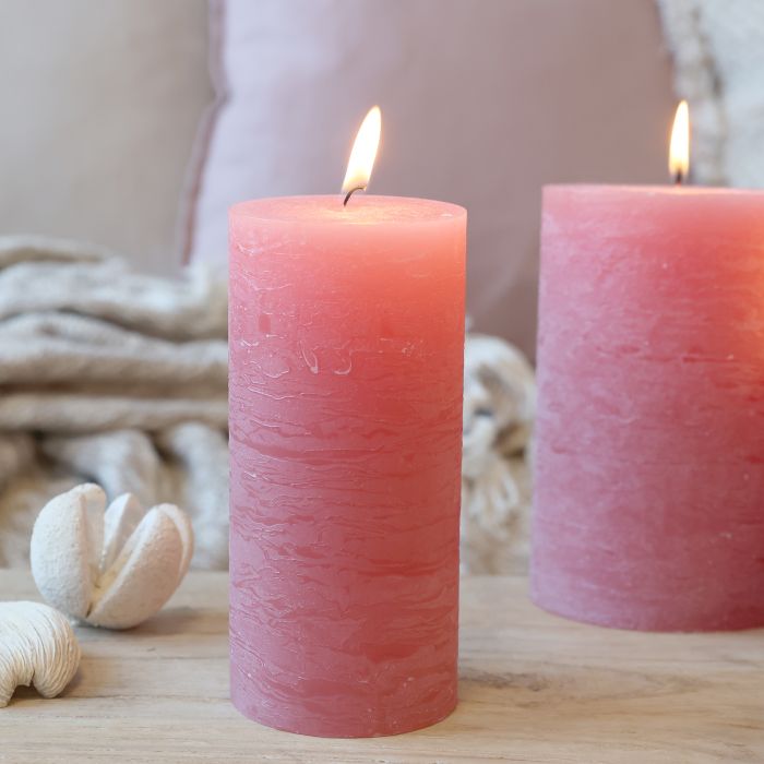 Raspberry Rustic Macon Pillar Candle 15cm