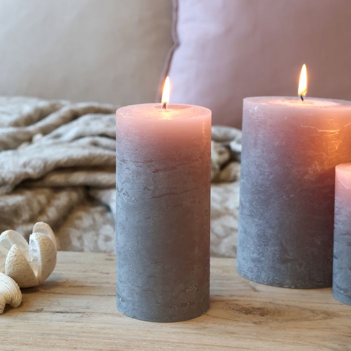 Taupe Rustic Macon Pillar Candle 15cm