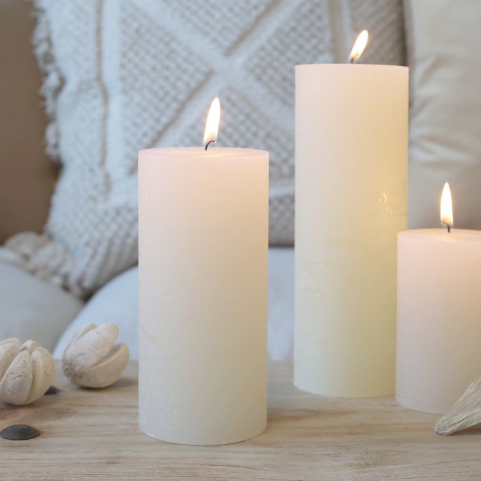 Cream Rustic Macon Pillar Candle 15cm