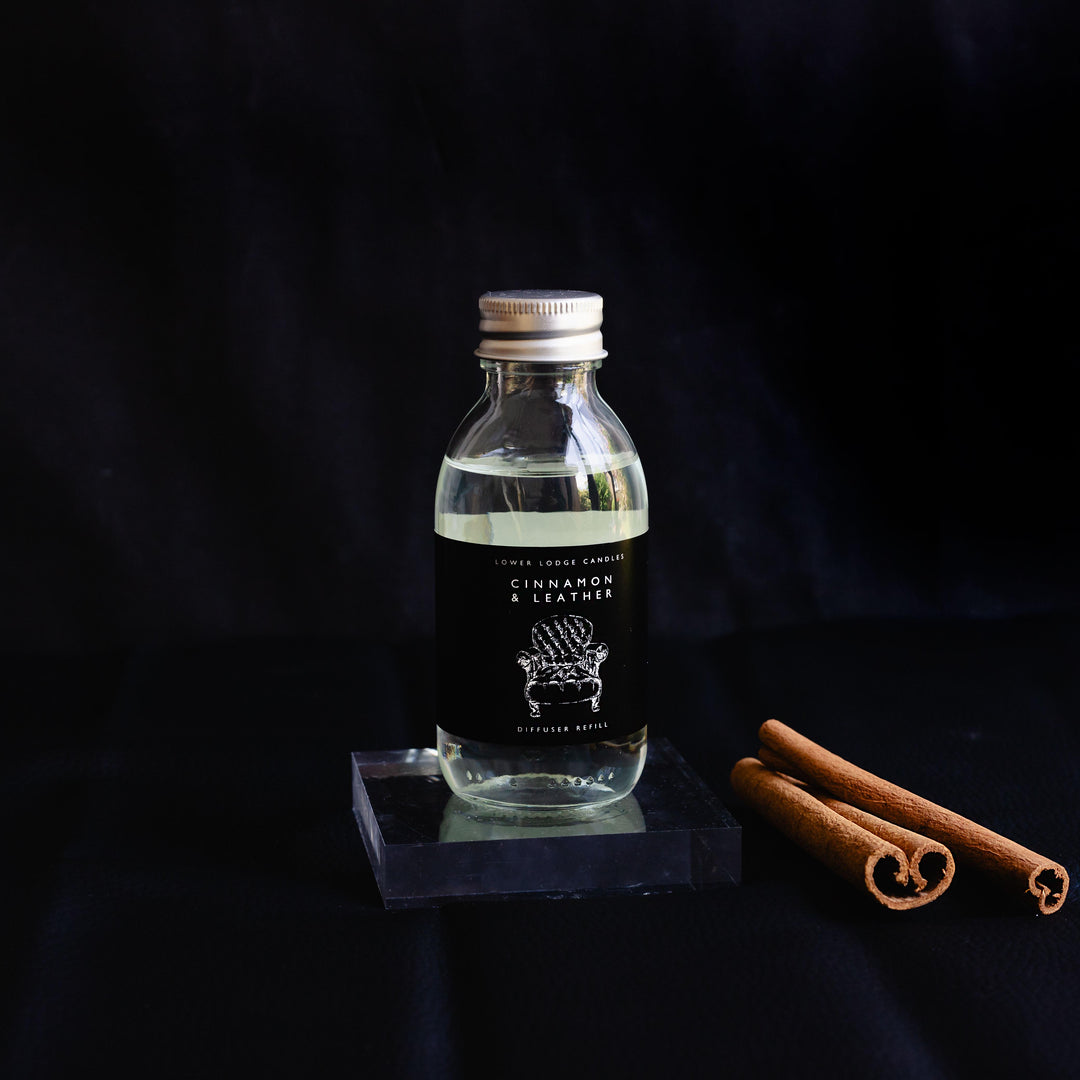 Cinnamon and Leather Scented Reed Diffuser Refill - Reed Diffuser - Lower Lodge Candles