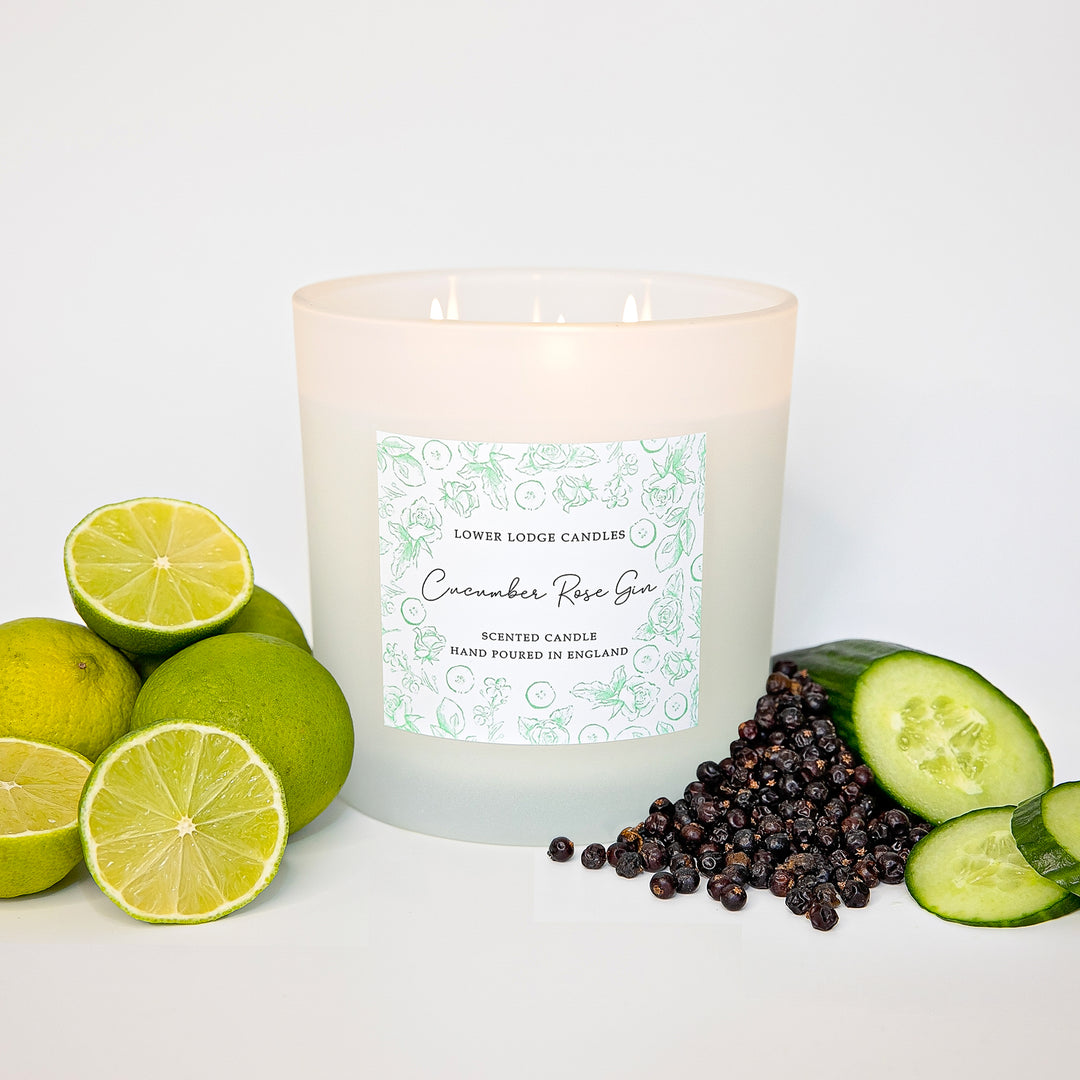 Cucumber Rose Gin 3 Wick Scented Candle