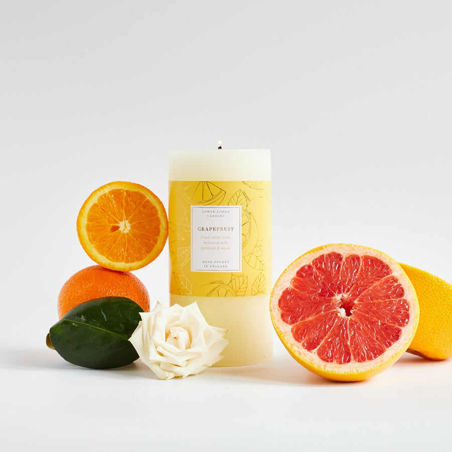 Grapefruit Scented Pillar Candle - Pillars - Lower Lodge Candles