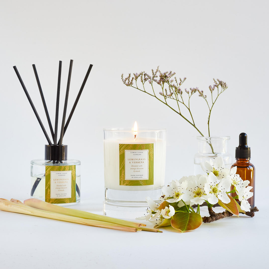 Lemongrass & Verbena Scented Reed Diffuser - Reed Diffuser - Lower Lodge Candles