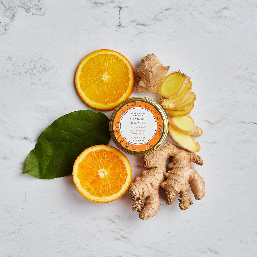 Mandarin & Ginger Scented Tin Candle - Tin Candle - Lower Lodge Candles