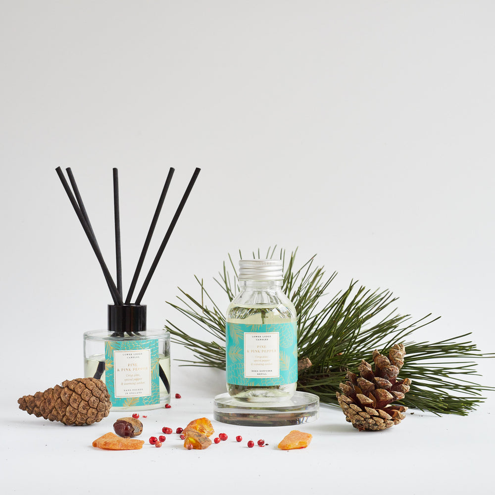 Pine & Pink Pepper Scented Reed Diffuser Refill - Reed Diffuser - Lower Lodge Candles