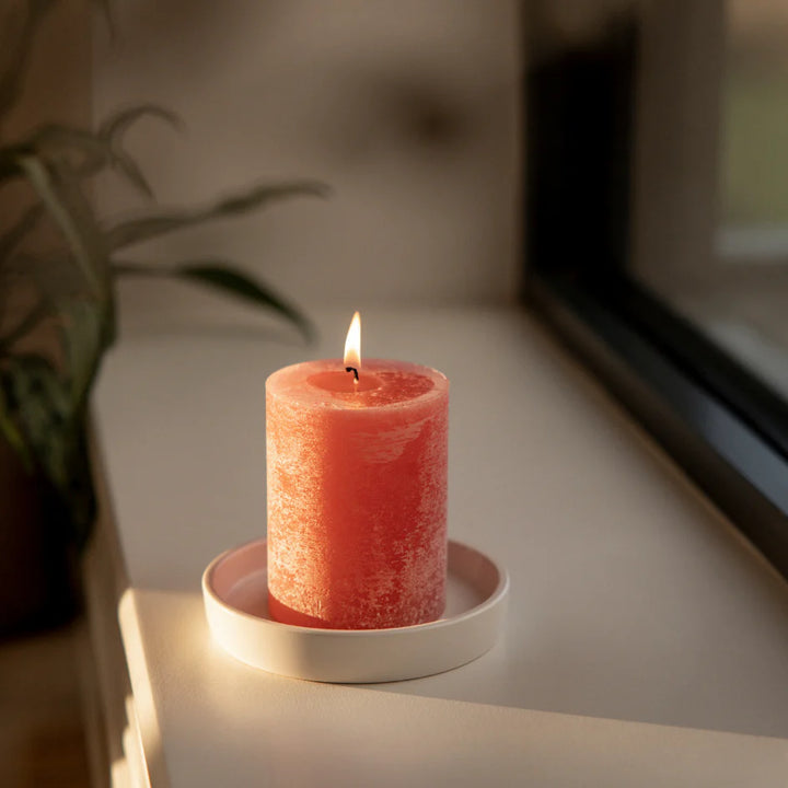 Wild Rhubarb Fragranced Coloured Pillar Candle