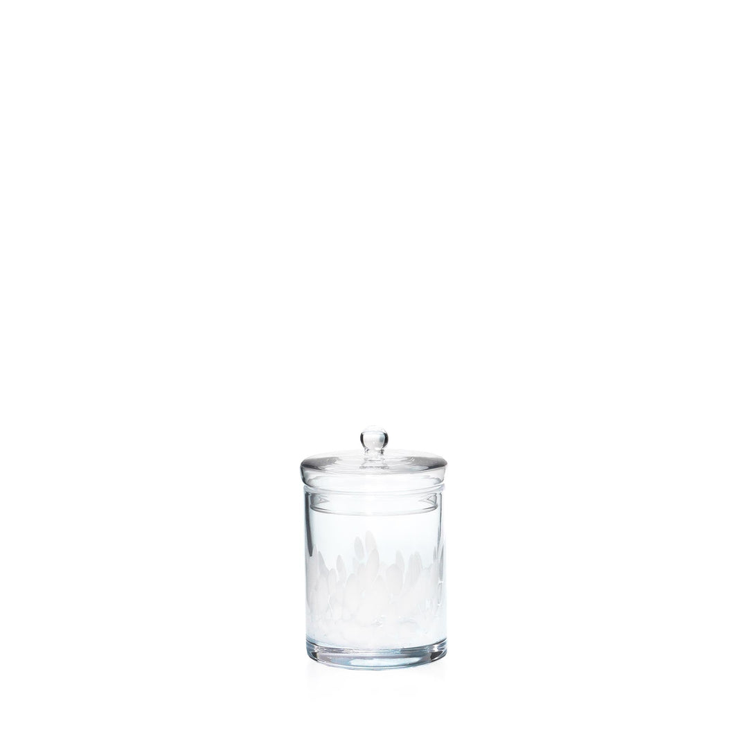 Espezo Glassware - Luxury Glass Jar & Lid with a White Decoration - - Espezo