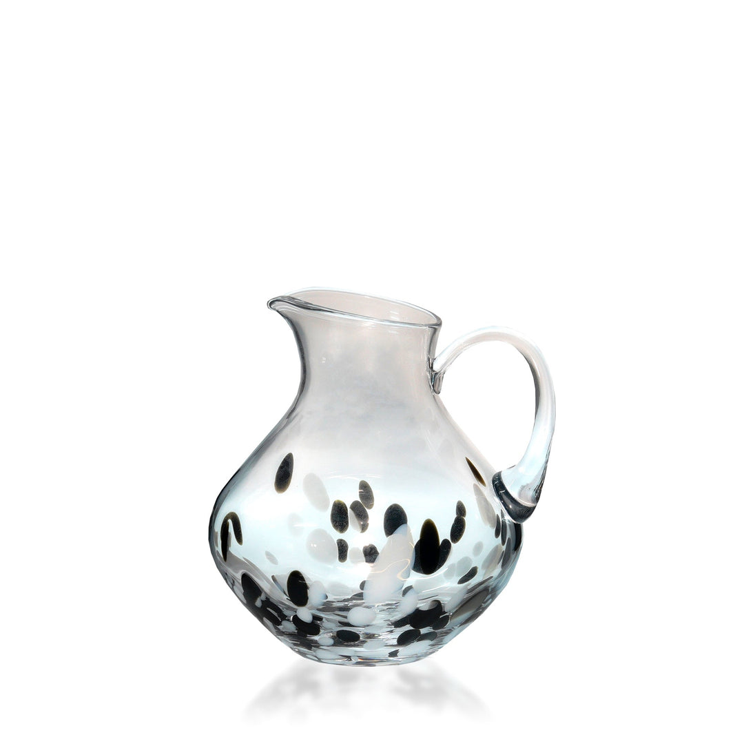 Espezo Glassware - Luxury Chunky Jug with a White/Black Art Decoration - - Espezo