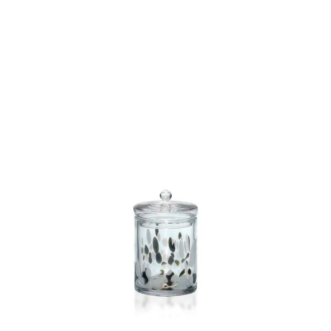 Espezo Glassware - Luxury Glass Jar & Lid with a White/Black Decoration - - Espezo