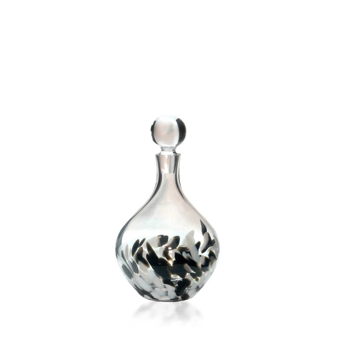 Espezo Glassware - Luxury Slim Neck Decanter with a White/Black Decoration - - Espezo