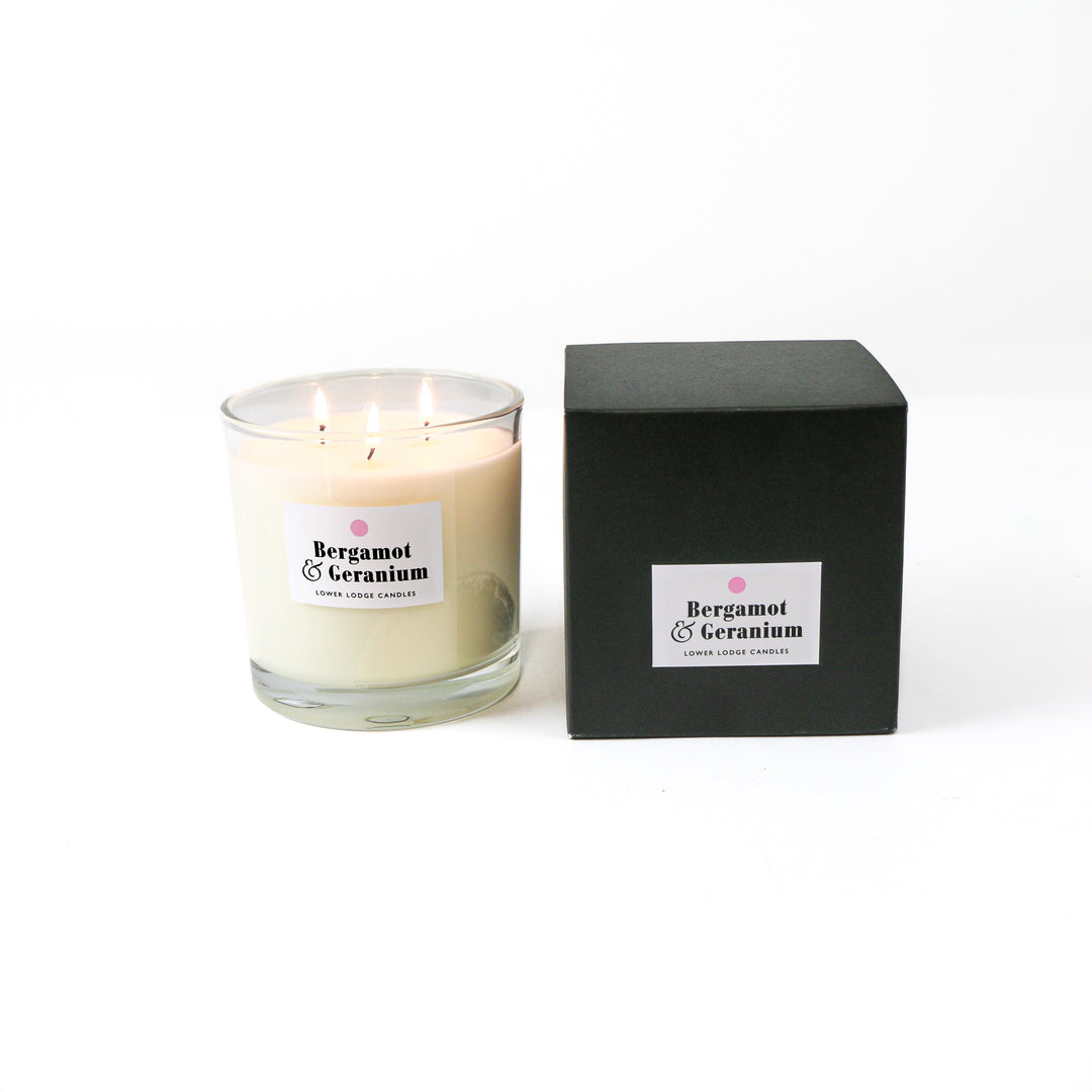 Bergamot and Geranium 3 Wick Scented Candle