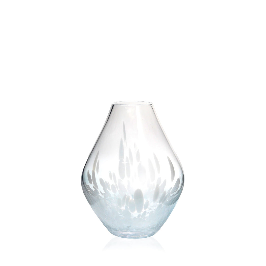 Espezo Glassware - Luxury Small Shallow Neck Vase with a White Decoration - - Espezo