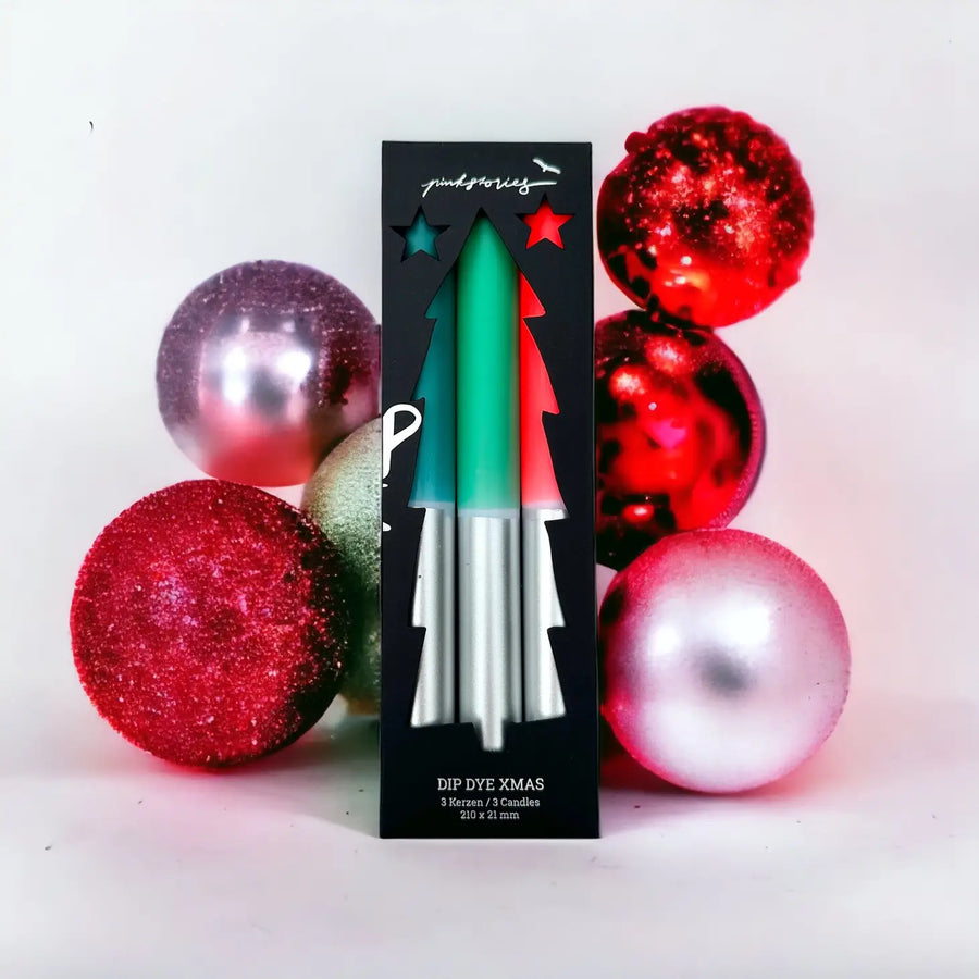 Dip Dye Xmas Holly Jolly - Dinner Candle - Lower Lodge Candles