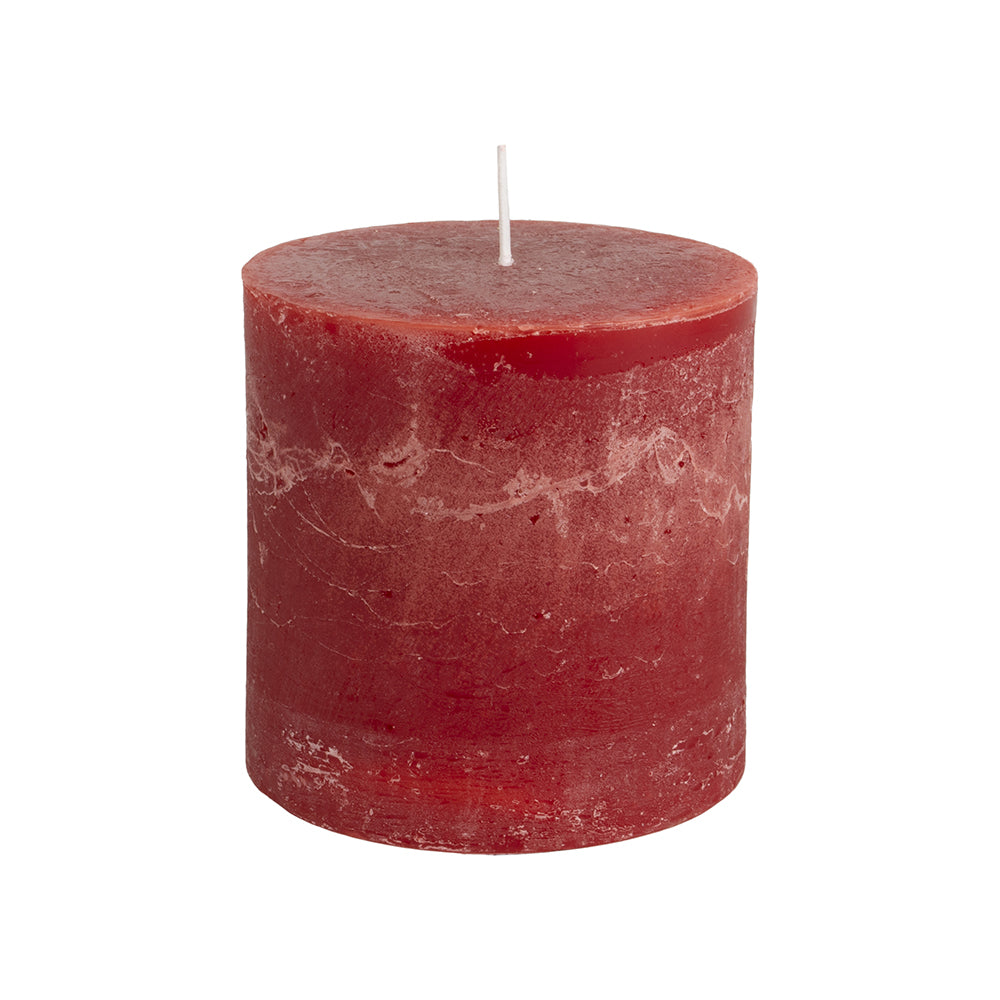 Red Rustic Pillar Candle 100x100mm