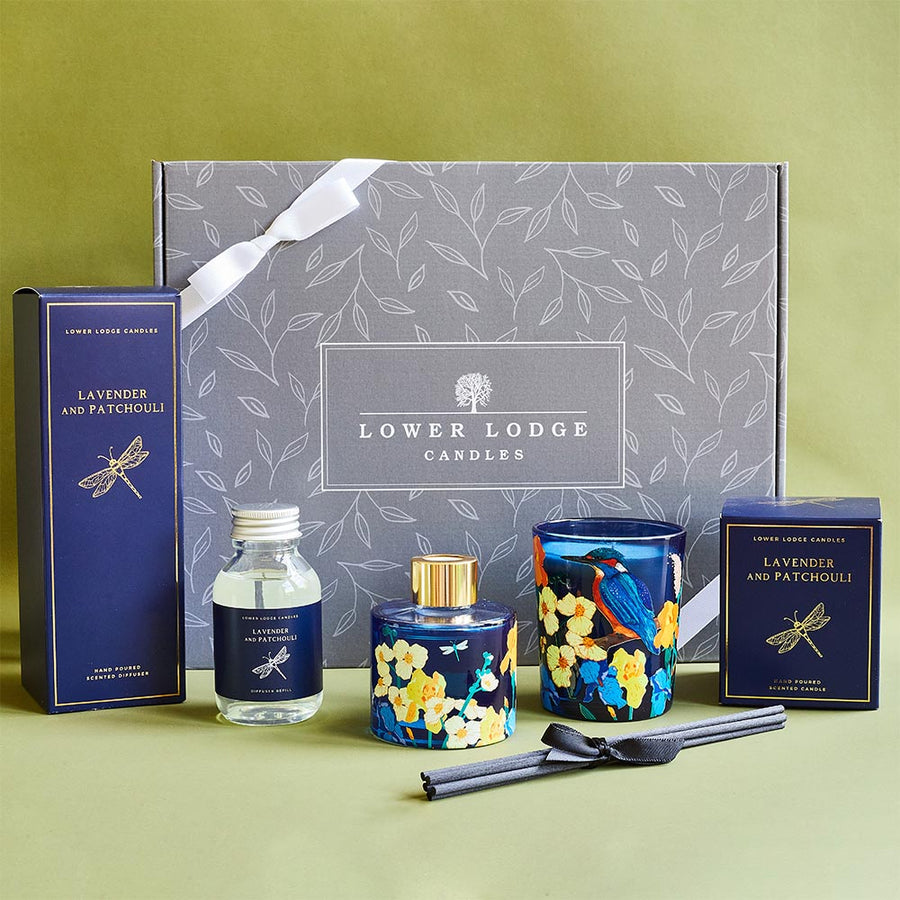 Lavender & Patchouli Luxury Candle Gift Set - Gift Box - Lower Lodge Candles
