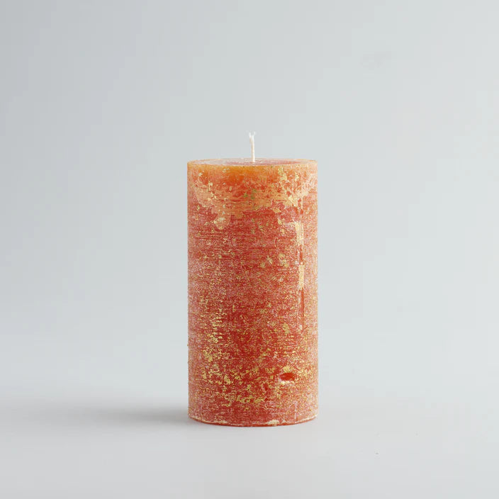 Gold Marbled Pillar Candle Orange & Cinnamon
