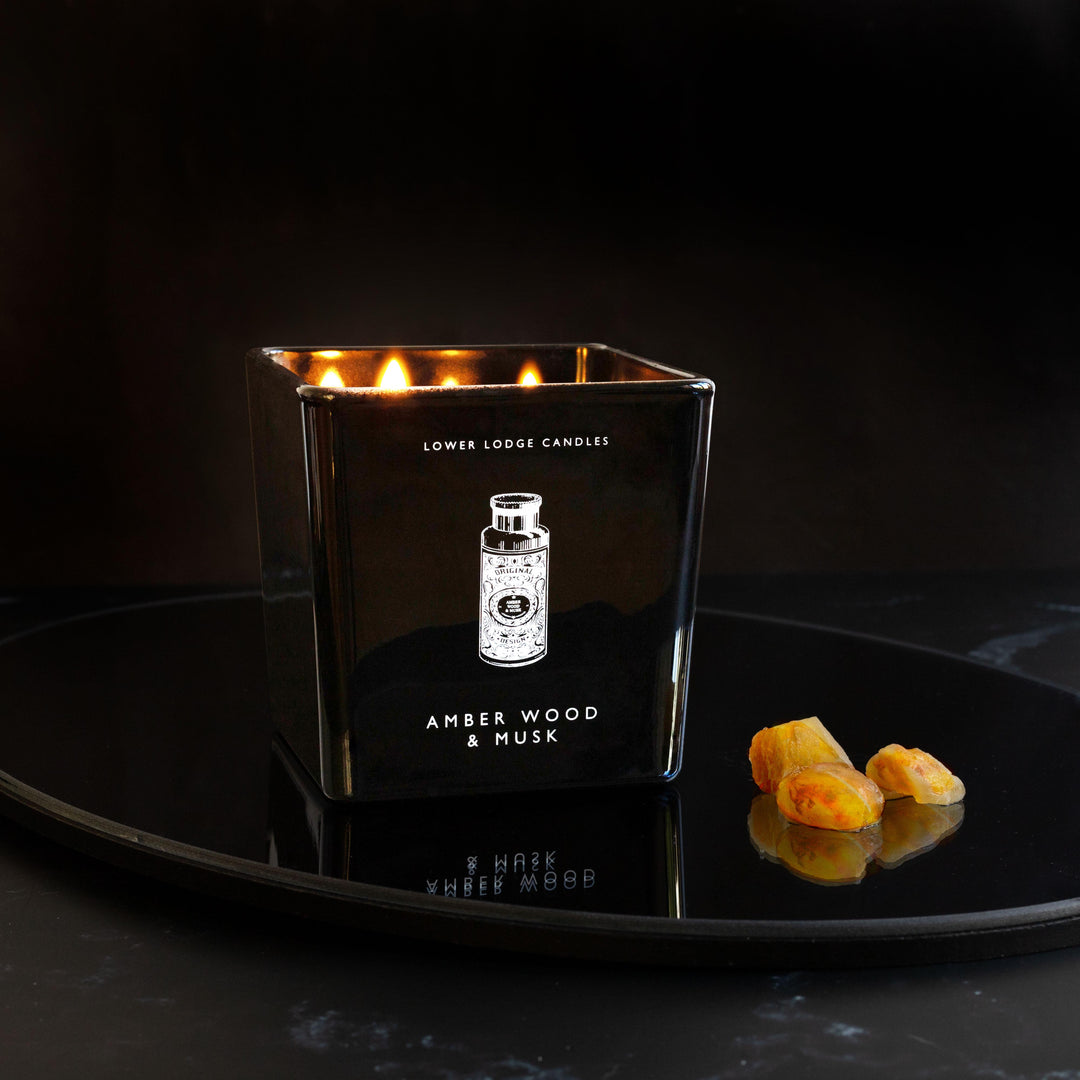 Amber Wood and Musk Luxury Scented Candle for Him