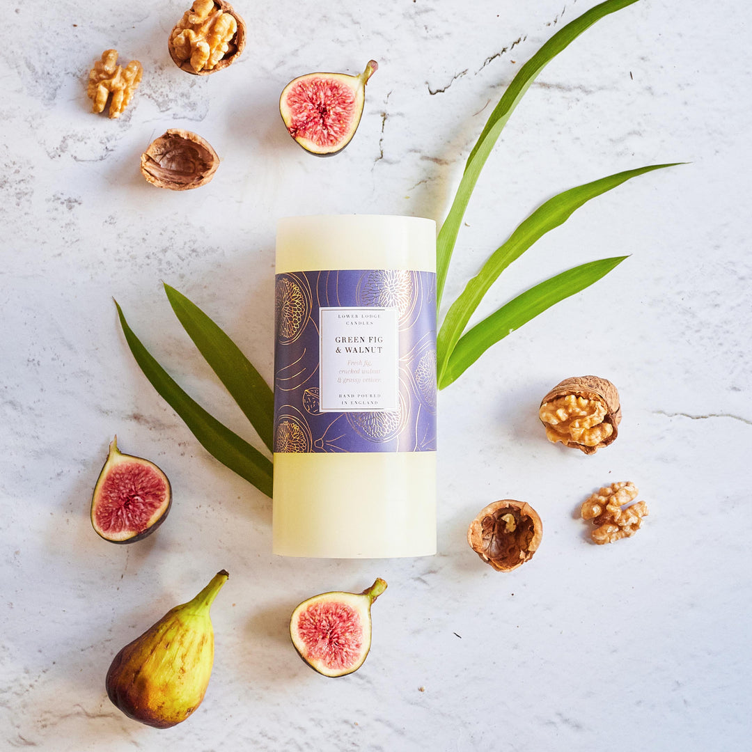 Green Fig & Walnut Scented Pillar Candle