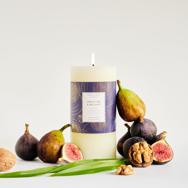 Green Fig & Walnut Scented Pillar Candle