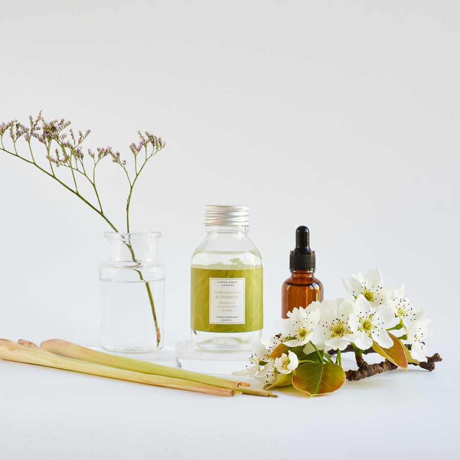 Lemongrass & Verbena Scented Reed Diffuser Refill - Reed Diffuser - Lower Lodge Candles