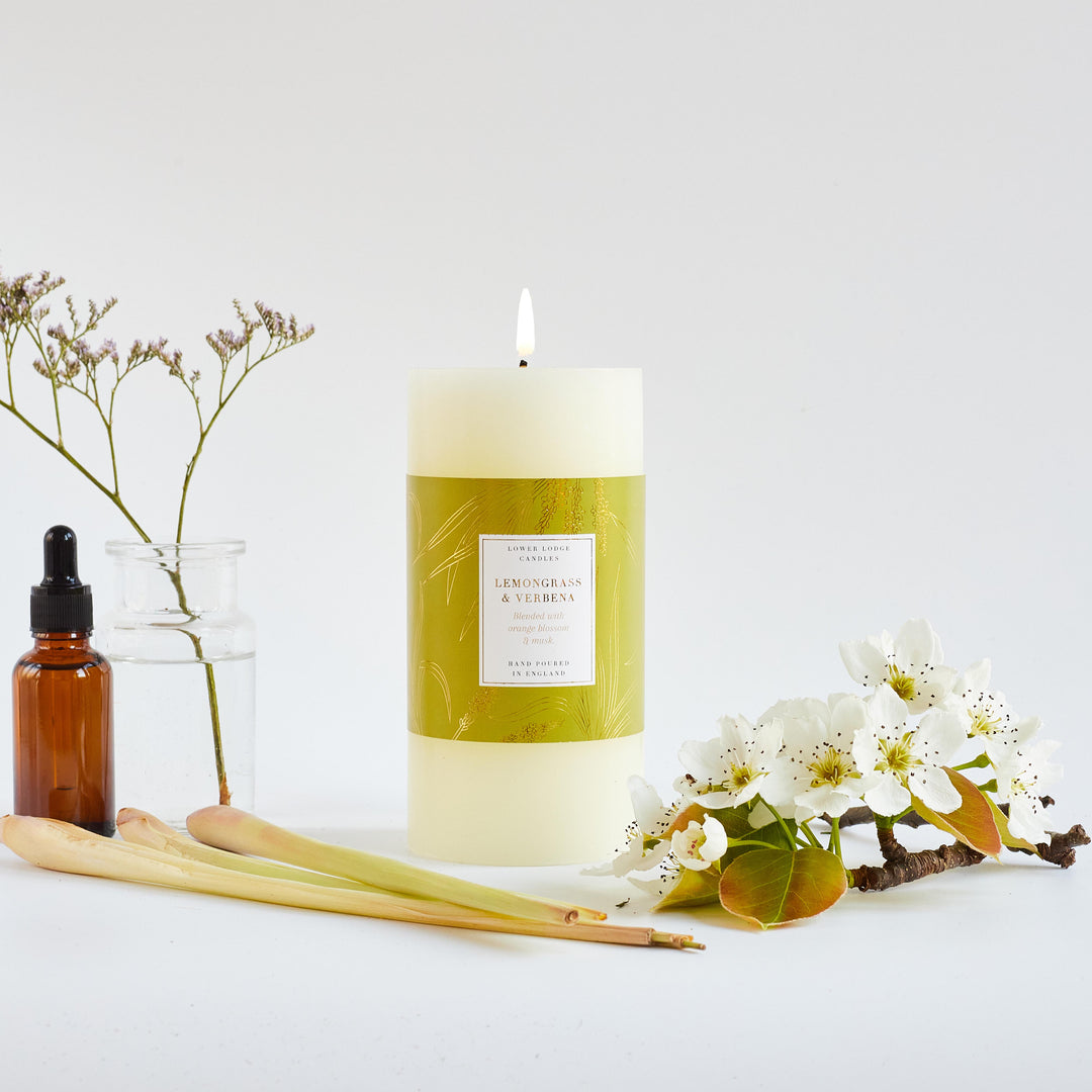 Lemongrass & Verbena Scented Pillar Candle