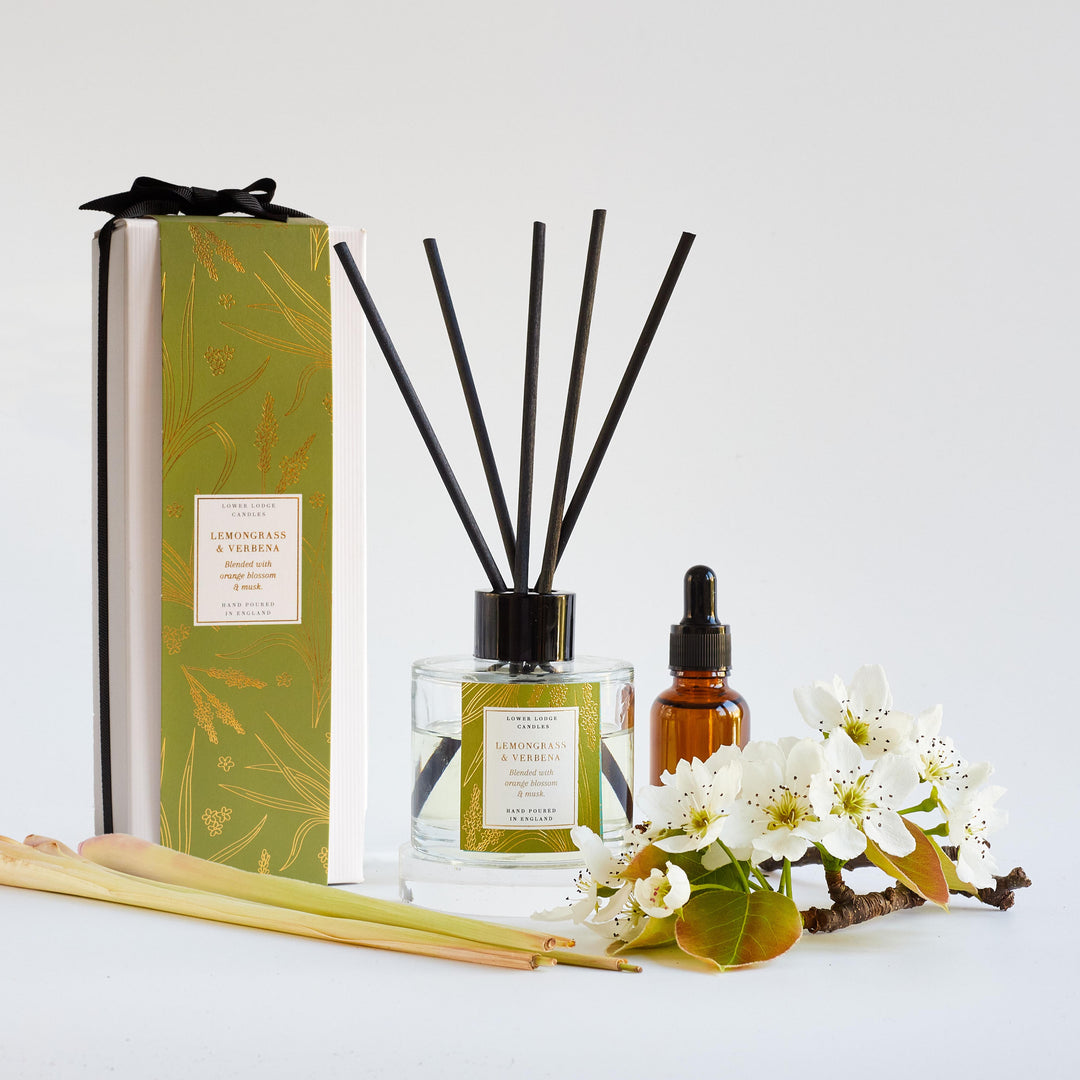 Lemongrass & Verbena Scented Reed Diffuser - Reed Diffuser - Lower Lodge Candles