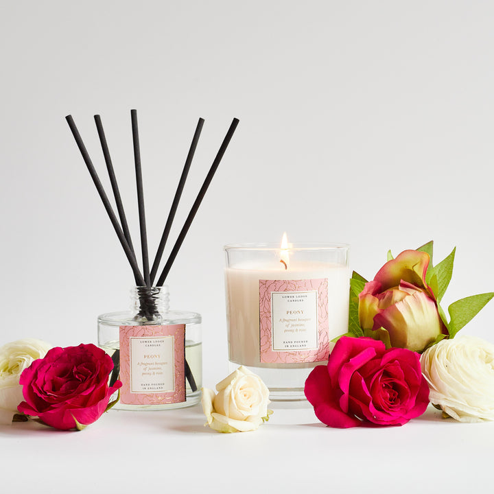 Peony Scented Reed Diffuser - Reed Diffuser - Lower Lodge Candles