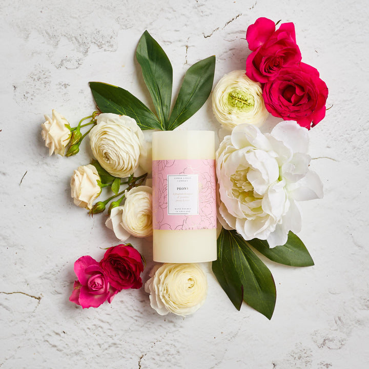 Peony Scented Pillar Candle