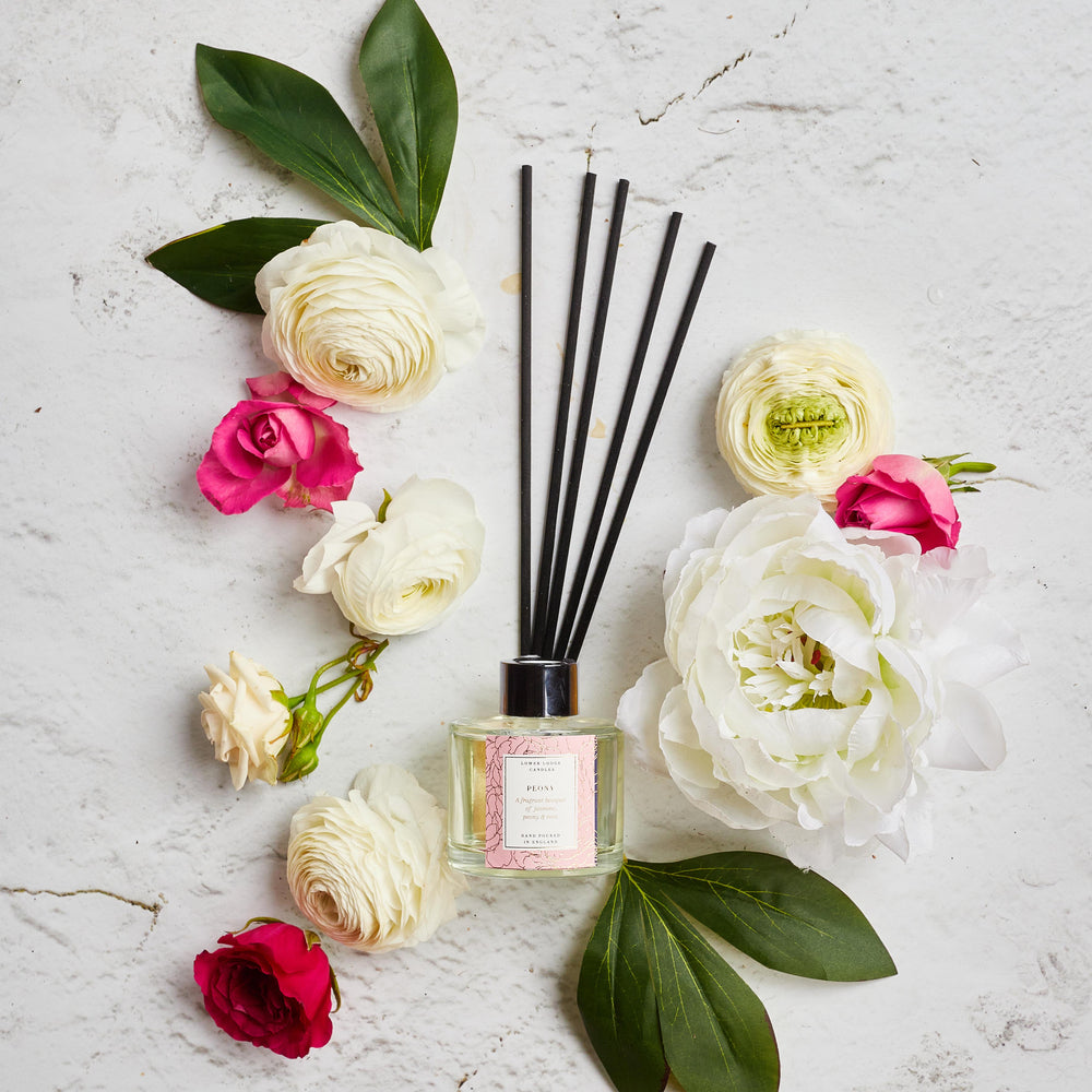 Peony Scented Reed Diffuser - Reed Diffuser - Lower Lodge Candles