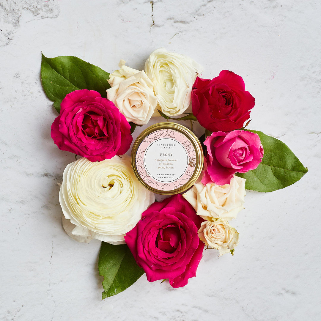 Peony Scented Tin Candle - Tin Candle - Lower Lodge Candles