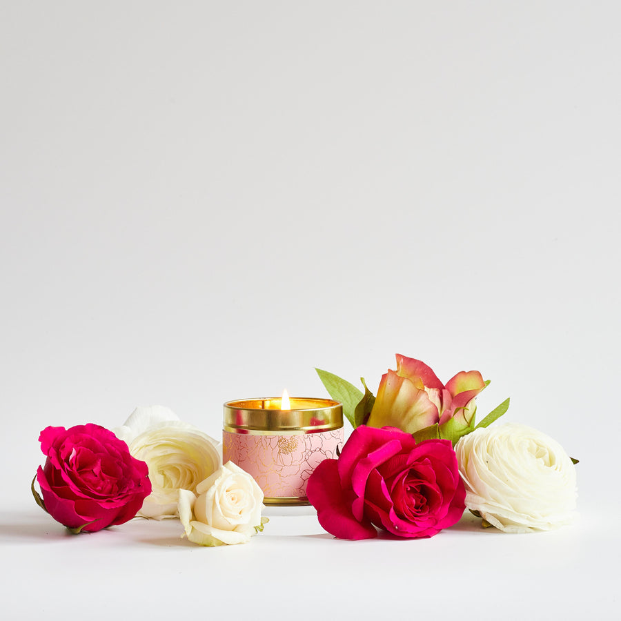 Peony Scented Tin Candle