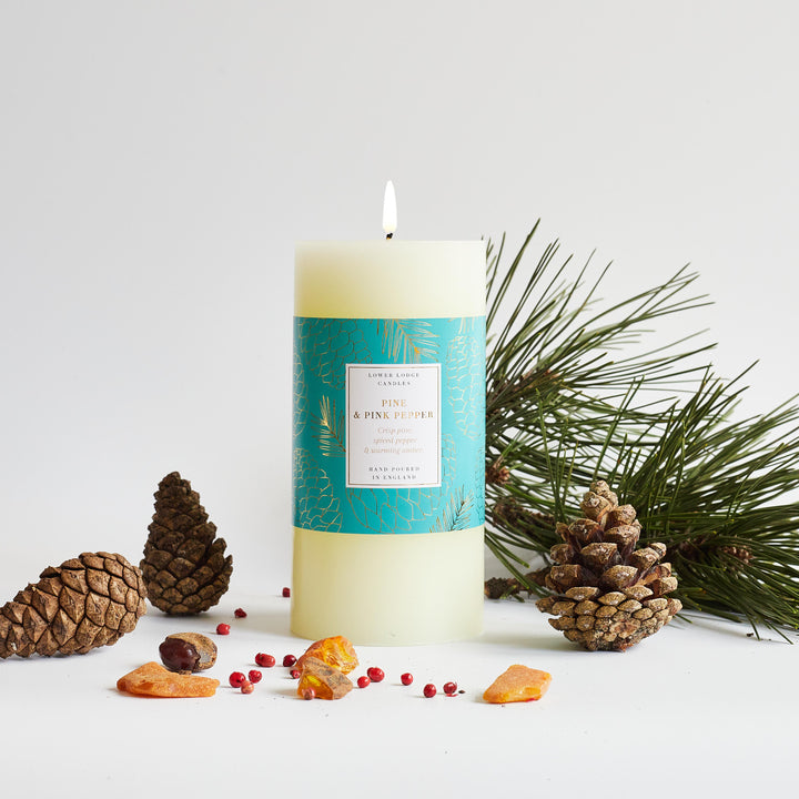 Pine & Pink Pepper Scented Pillar Candle - Pillars - Lower Lodge Candles