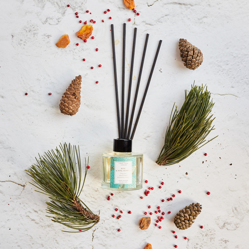 Pine & Pink Pepper Scented Reed Diffuser - Reed Diffuser - Lower Lodge Candles