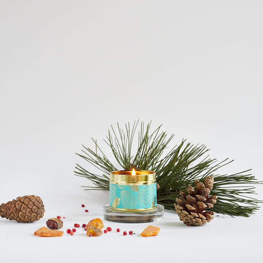 Pine & Pink Pepper Scented Tin Candle