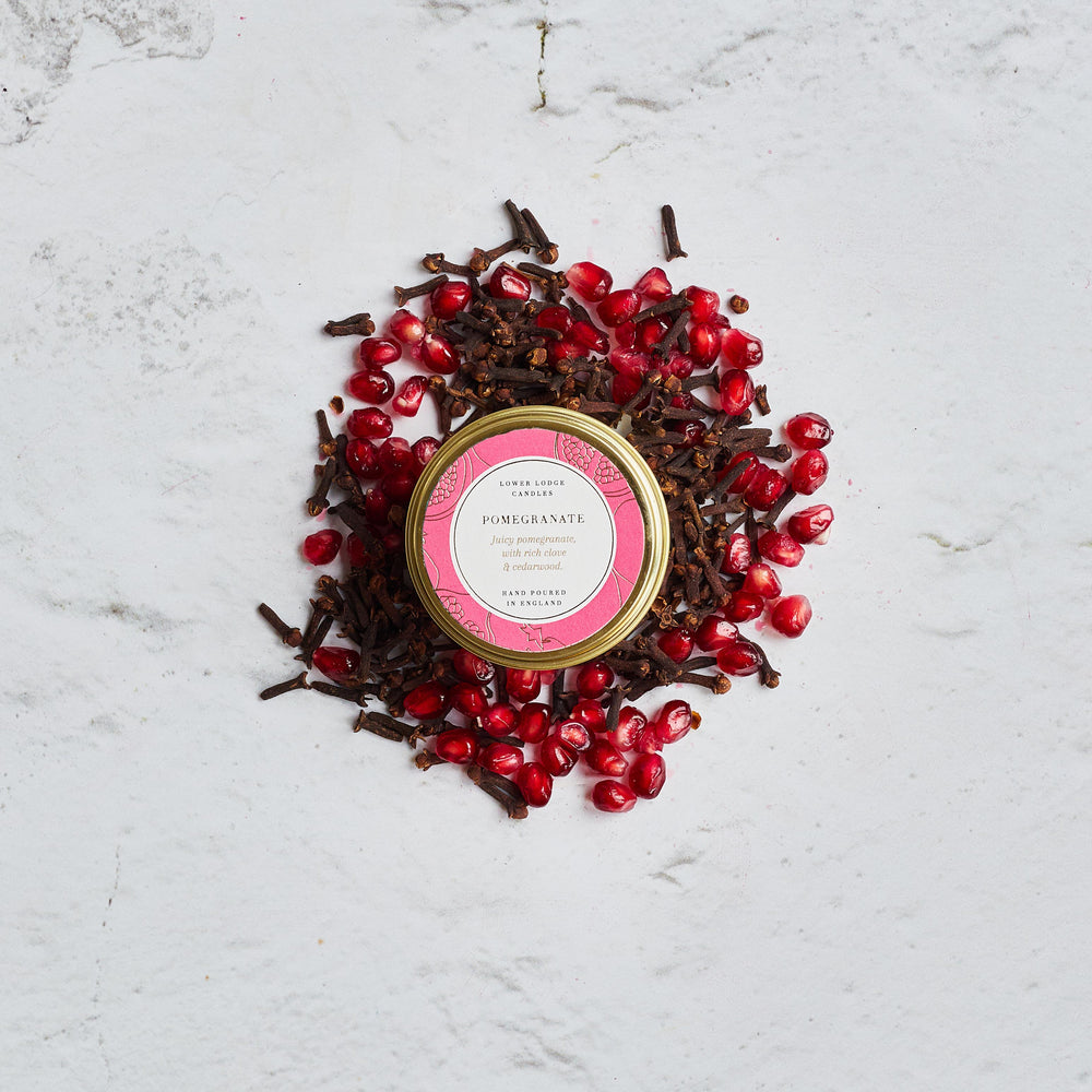 Pomegranate Scented Tin Candle - Tin Candle - Lower Lodge Candles