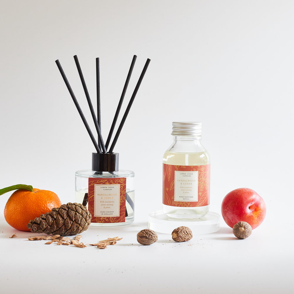 Sandalwood & Cedar Scented Reed Diffuser Refill - Reed Diffuser - Lower Lodge Candles
