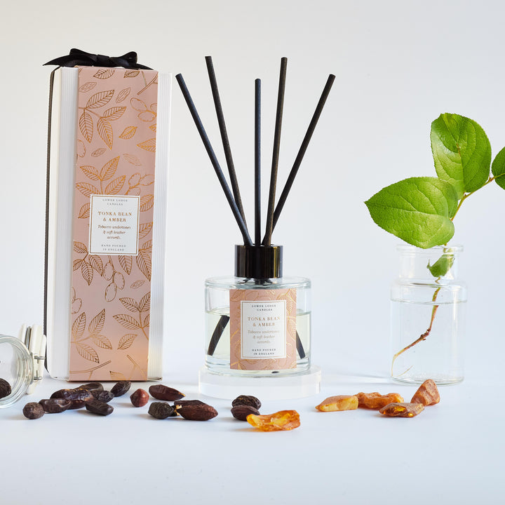 Tonka Bean & Amber Scented Reed Diffuser - Reed Diffuser - Lower Lodge Candles