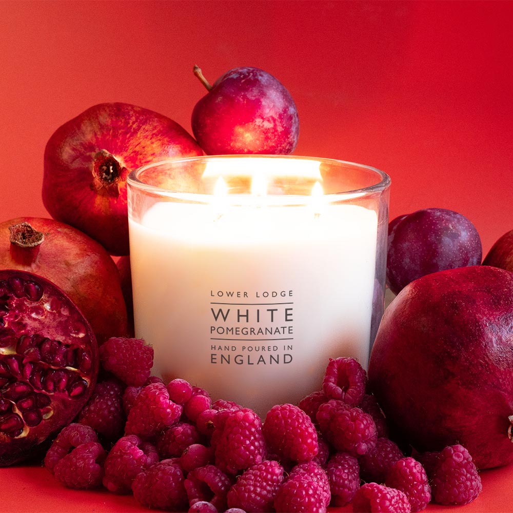 White Pomegranate Deluxe Scented Candle - Essentials - Lower Lodge Candles