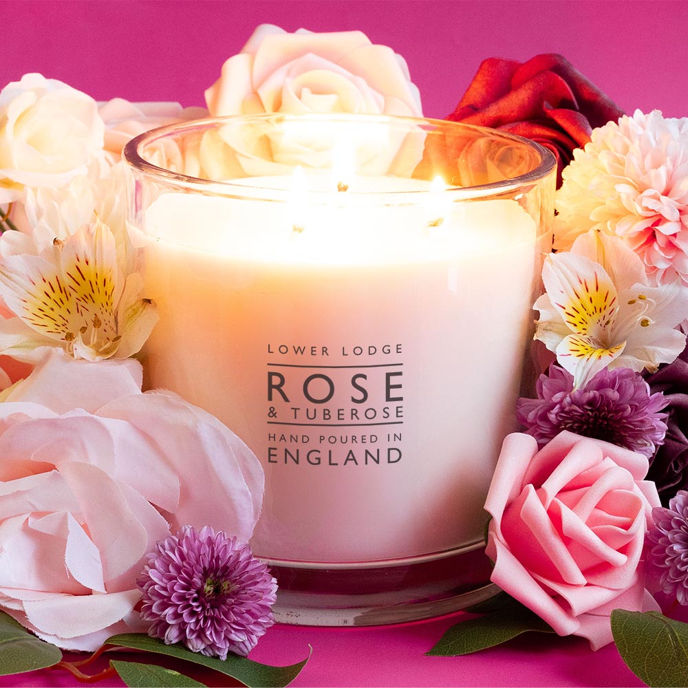 Rose & Tuberose Deluxe Scented Candle - Lower Lodge Candles