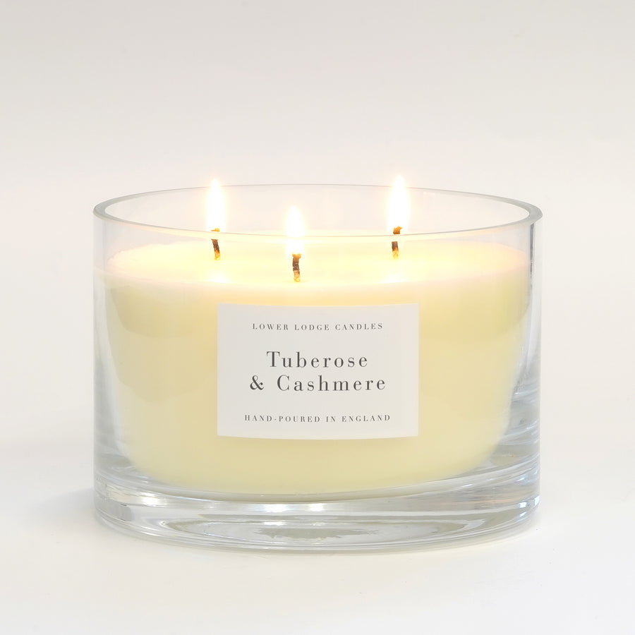 Tuberose and Cashmere Woods Scented 3 Wick Candle