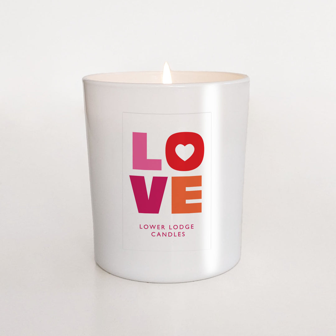 Love Scented White Candle - Peony