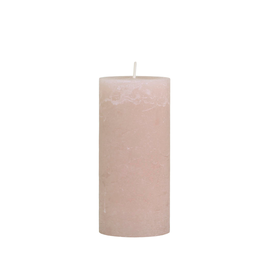 medium dusty pink rustic pillar candle