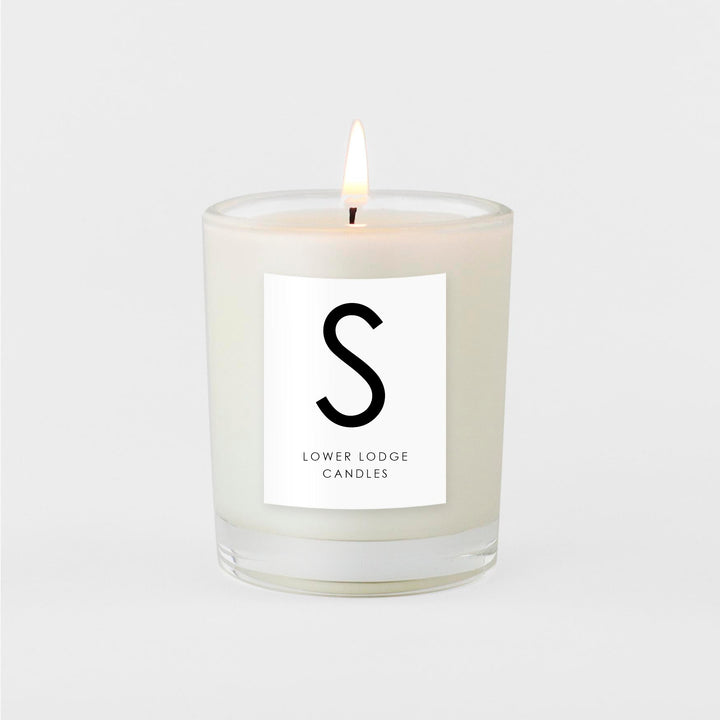S alphabet scented candle 