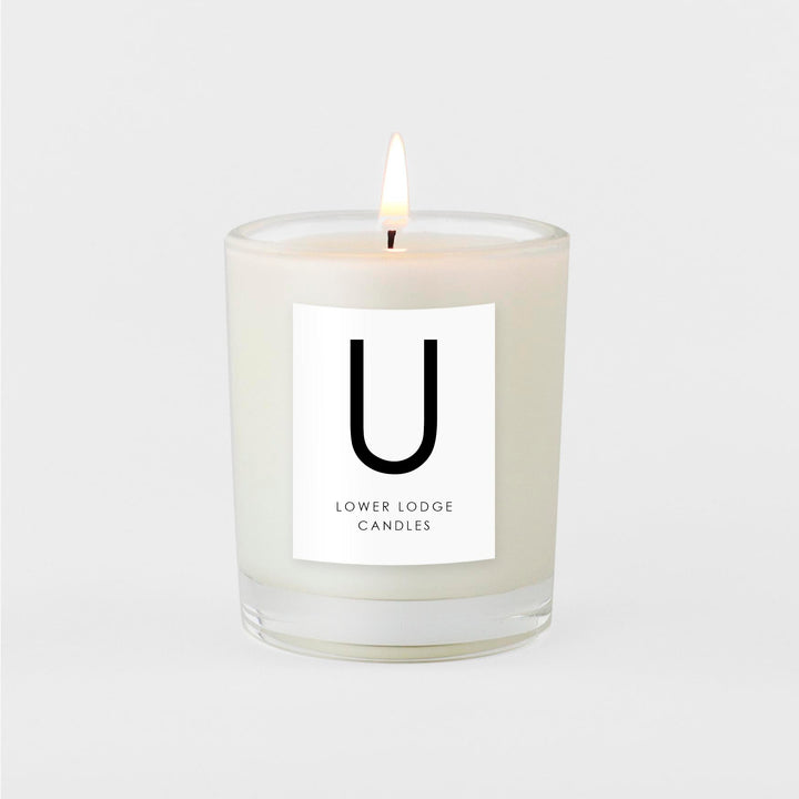 U alphabet scented candle