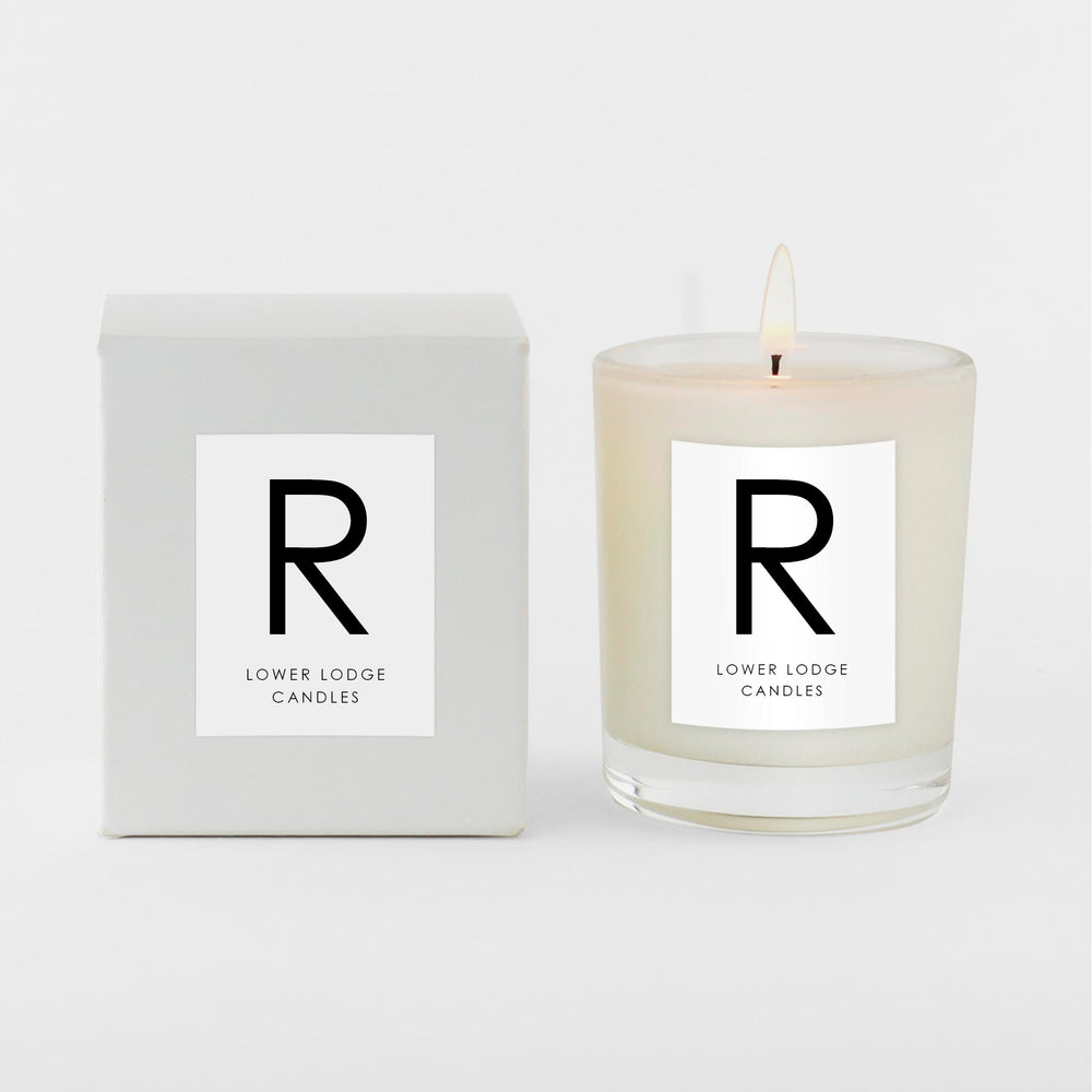 R initial scented candle