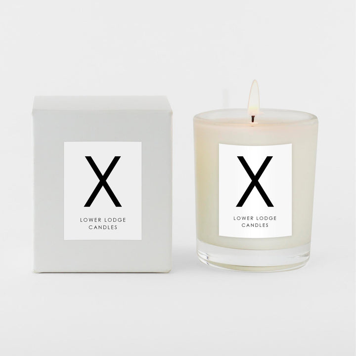 X initial scented candle 