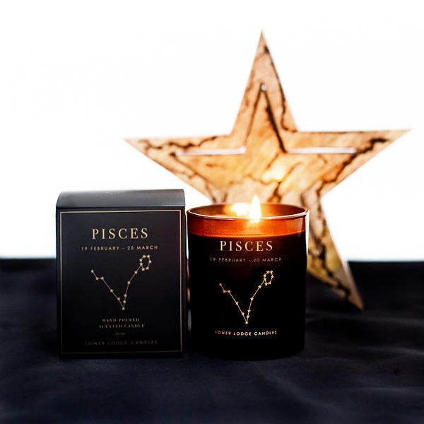 Pisces Zodiac Candle and Gift Box from Lower Lodge Candles. 